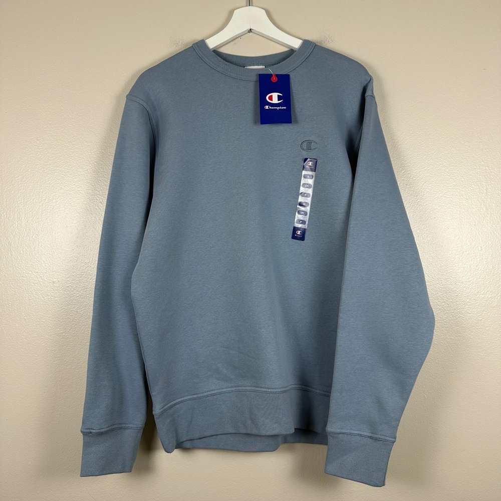 Champion Men's Small Sweatshirt Cloudy Blue Embroidered Crew Neck Streetwear Y2k